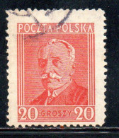 POLONIA POLAND POLSKA 1928 PRESIDENT IGNACY MOSCICKI PRESIDENTE 20g USATO USED OBLITERE' - Used Stamps