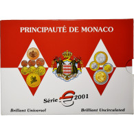 Monaco, Rainier III, Coffret 1c. à 2€, BU, 2001, MDP, FDC - Monaco