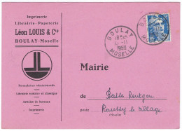 TARIF 6 Janvier 1949 Carte-Postale - Daguin Boulay 13 Novembre 1950 Gandon N°812 Pour Basse-Rentgen - Tariffe Postali