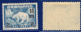 GREENLAND GRÖNLAND GROENLAND 1956 Mi 37 MH  (*) ICE BEAR EISBÄR OURS POLAIRE AUFDRUCK OVERPRINT IMPRIMER - Unused Stamps