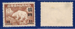 GREENLAND GRÖNLAND GROENLAND 1956 Mi 38 MH  (*) ICE BEAR EISBÄR OURS POLAIRE AUFDRUCK OVERPRINT IMPRIMER - Unused Stamps