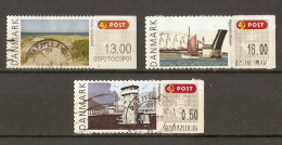 Danemark - Petit Lot De 3 Timbres De Distributeurs -  2 Hautes Valeurs - Plage - Installations Portuaires - Vignette [ATM]