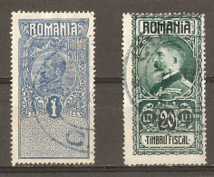 Roumanie - Petit Lot De 2 Timbres Fiscaux - Revenue Stamps - Charles 1er - Ferdinand 1er - Usati