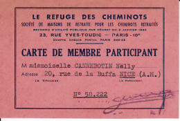 264797 Cheminot, Carte De Membre Participant  - Ferrocarril