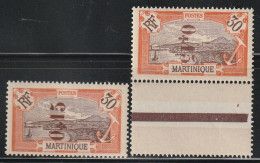 MARTINIQUE - N°107+107a ** (1924) 15c Sur 30c Rouge-orange - Surcharge Renversée. Signé - Neufs