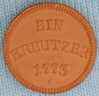 Ulm Notgeld • 1 Kreuzer 1773 •  Porzellan - Porcelain • 1922 • Majolikamünze • Stgl • [24-206] - Monétaires/De Nécessité