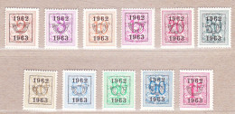 1961 Nr PRE725-35** Zonder Scharnier.Heraldieke Leeuw (55).Opdruk 1962-1963.OBP 14 Euro. - Typografisch 1951-80 (Cijfer Op Leeuw)