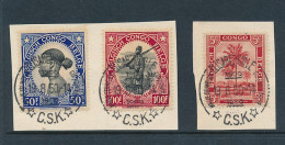 B2 BELGIAN CONGO 1942 ISSUE 5C/50F/100F  USED  CSK "COMITE SPECIAL DU KATANGA" 19.08.50 - Used Stamps