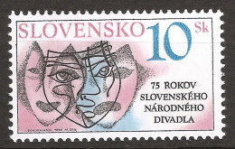 Slovaquie Slovensko 1995 N° 180 ** Masques, Masque, Théâtre National, Sourire, Tristesse, Ballet, Opéra, Bratislava - Unused Stamps