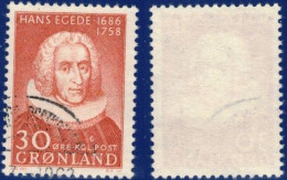 RELIGION BISHOP EDGE CHRISTIANITY HISTORY GREENLAND GRÖNLAND GROENLAND 1958 MI 42 FACIT 42  ARKTIC - Used Stamps