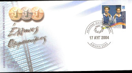 ATENE 2004 FDC ENVELOPPE GREEK GOLD MEDAL TUFFI SINCRO BIMIS SIRANIAIS - Tuffi