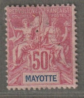 MAYOTTE - N°11 * (1892-99) 50c Rose - Ongebruikt