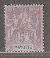 MAYOTTE - N°14 * (1892-99) 5fr Violet Sur Gris - Ungebraucht