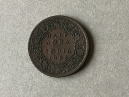 India Queen Victoria Half Anna 1862 - Kolonies