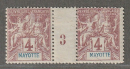 MAYOTTE - MILLESIMES : N°3 * (1893) 4c Lilas-brun - Unused Stamps