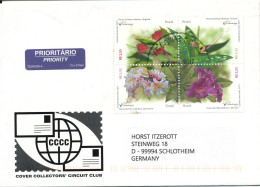 Brazil Cover Sent To Germany 23-10-2017 In Block Of 4 FLOWERS Very Nice Cover - Brieven En Documenten