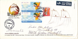 Brazil Cover Sent Air Mail To Germany With ATM Labels Princesa Isabel 22-2-2002 (Hotel Rifoles) - Cartas & Documentos