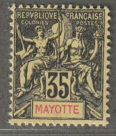 MAYOTTE - N°18 * (1900-07) 35c Noir Sur Jaune - Ongebruikt