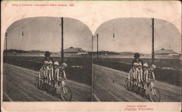 ! Alte Ansichtskarte Stereoview, Fahrrad, Bicycle, Verlag Knackstedt & Näther, Nr. 945 - Radsport