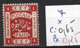 PALESTINE 7 * Côte 0.65 € - Palestine