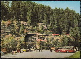 D-91278 Pottenstein - Terrassen-Cafe "Teufelshöhle" - Cars - VW Bus - Lloyd Transporter - VW Käfer - Opel - Reisebus - Pottenstein