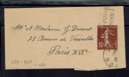 Fr. 1932.  Bande Journal Semeuse 15 C. à Destination De Paris . TB. - Bandes Pour Journaux