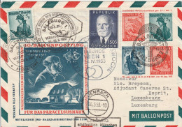 Autriche Entier Postal Illustré Poste Par Ballon Salzburg 1953 - Covers