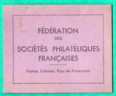 CARTE DES SOCIETES PHILATELIQUES FRANCAISES CONTENANT 7 VIGNETTES DE 1952 A 1959 - 2 SCANS - Philatelic Fairs