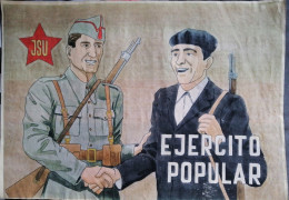 GUERRE D'ESPAGNE - 1936 = 1939 - AFFICHE ESPAGNOL -  J. S. U - EJERCITO POPULAR - Posters