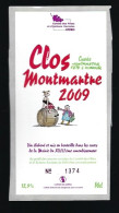 Etiquette Vin Clos Montmartre 2009 Caves Mairie Du XVIII° Paris  N°1374 - Rotwein