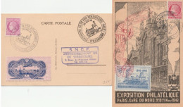 Cérès De Mazelin,  Train Strasbourg Bale 24/11/46 + Exposition Gare Du Nord Avec Vignette. Rare. Collection BERCK. - 1945-47 Ceres (Mazelin)