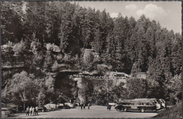 D-91278 Pottenstein - Terrassen-Cafe "Teufelshöhle" - Cars - VW Bus - Lloyd Transporter - VW Käfer - Opel - Reisebus - Pottenstein