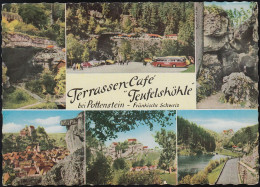 D-91278 Pottenstein - Terrassencafe Teufelshöhle - Fränk. Schweiz - Cavern - Reisebus - Landpoststempel "13a Thalheim" - Pottenstein