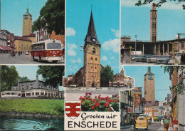Netherland - Enschede - Old Views - Railway Station - Church - Streetview - Cars - VW- Bus - Bus - Enschede