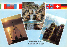 Cartolina Lago D'Iseo Vedute Varie Bandiere Anni '60 (Brescia) - Brescia