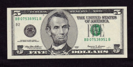 1999 B2 US Federal Reserve Note 5 Dollars,P#505 - Federal Reserve (1928-...)