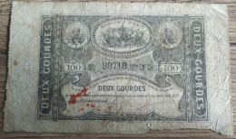 P# 33 - 2 Gourdes Haiti 1827 - Fine (VERY RARE!!) - Haiti