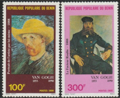 THEMATIC PAINTING:  WORKS BY VAN GOGH.  SELF-PORTRAIT AND "LE FACTEUR ROULIN - 1888"   -  BENIN - Otros & Sin Clasificación