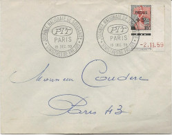 LETTRE AFFRANCHIE N° 1229 SURCHARGEE AU PROFIT DES SINISTRES DE FREJUS- CACHET ILLUSTRE 1959 - Cachets Commémoratifs