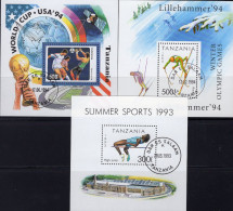 Fußball USA 1994 Tanzania Blocks 212,239+249 O 9€ Hochsprung Olympics Sport Blocs Athletic M/s Sheets Soccer Bf Tansania - 1994 – Stati Uniti