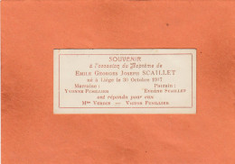 LIEGE - FAIRE-PART DE BAPTEME EMILE GEORGES JOSEPH SCAILLET - NE LE 30 OCTOBRE 1917 - 219 - Geboorte & Doop