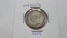 ESPAGNE SPAIN ALFONSO VIII 1 PESETA 1904 ARGENT/SILVER/PLATA - Erstausgaben