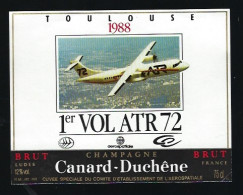 Etiquette Champagne Brut Canard Duchêne Ludes Marne 51 1988  Toulouse 1er Vol ATR72  Cuvée Spéciale - Champagne