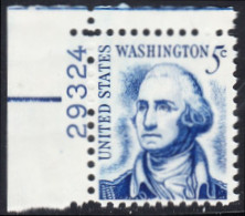 !a! USA Sc# 1283B MNH SINGLE From Upper Left Corner W/ Plate-# 29324 - George Washington - Nuevos