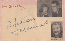 Bill Hatton & Ethel Manners BBC Radio Hand Signed Autograph Page - Singers & Musicians