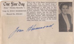 Joan Hammond Harry Welchman 2x Hand Signed Autograph Page - Acteurs & Toneelspelers