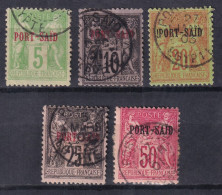 Port-Said, 1899  Y&T. 6, 7, 10, 11, 15, - Used Stamps