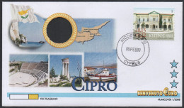 CIPRO NICOSIA 2009 - BUSTA RICORDO FILAGRANO - BENVENUTO EURO - NUMICOVER SENZA MONETA - Altri & Non Classificati