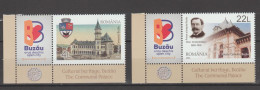 ROMANIA 2024 Cultural Heritage,BUZAU, - The Communal Palace -  Set Of 2 Stamps With Labels MNH** - Altri & Non Classificati