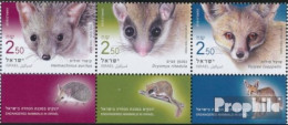 Israel 2680-2682 Dreierstreifen (kompl.Ausg.) Mit Tab Postfrisch 2019 Gefährdete Säugetiere - Unused Stamps (with Tabs)